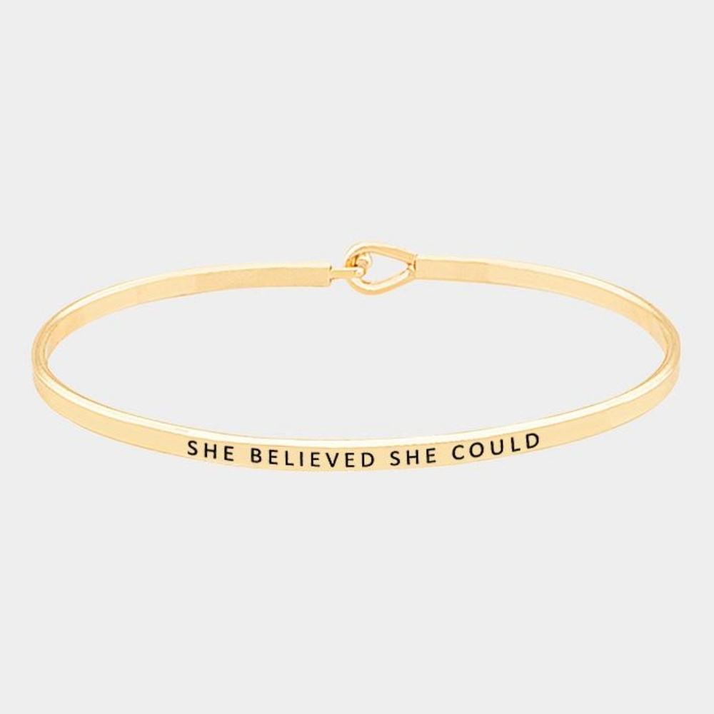 She Believed She Could Engraved Mantra Bracelet